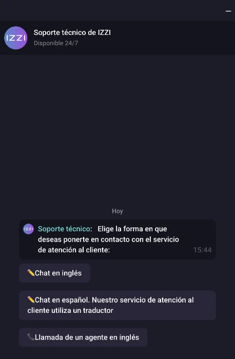 Servicio de atención al cliente y soporte de Izzi Casino